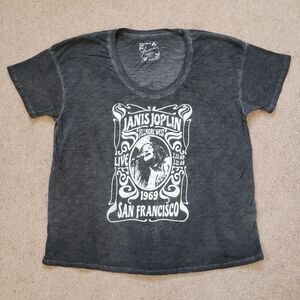 Janis Joplin Fillmore West Live 1969 San Francisco Graphic T-shirt Black Fade M